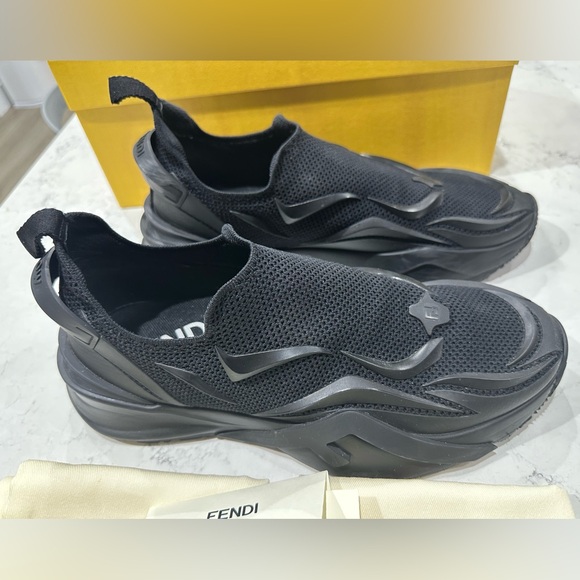 Authentic Fendi Flow Black Sneakers. Size 10 - Picture 10 of 11